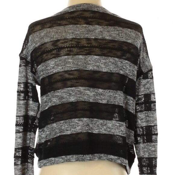 Splendid Striped Emo Goth Sweater Gray and Black Long Sleeve - Picture 2 of 6